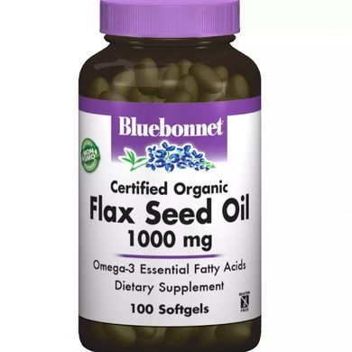 Органічна лляна олія Bluebonnet Nutrition (Organic Flax Seed Oil) 1000 мг 100 желатинових капсул