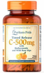 Витамин C с біофлавоноїдами Puritan's Pride (Vitamin C-500 mg Rose Hips Time Release) 500 мг 250 капсул купить в Киеве и Украине