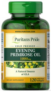 Масло примулы вечерней с GLA, Evening Primrose Oil with GLA, Puritan's Pride, 1000 мгг, 120 капсул купить в Киеве и Украине