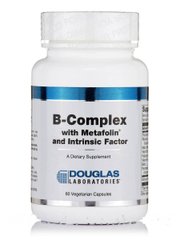 Комплекс вітамінів групи В з метафоліном та внутрішнім фактором Douglas Laboratories (B-Complex with Metafolin) 60 вегетаріанських капсул