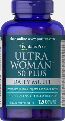 Мультивітаміни для жінок ультра 50+ Puritan's Pride (Ultra Woman Multi-Vitamin 50+) 120 капсул