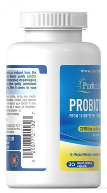 Пробиотик 10, Probiotic 10 Trial Size, Puritan's Pride, 30 капсул купить в Киеве и Украине