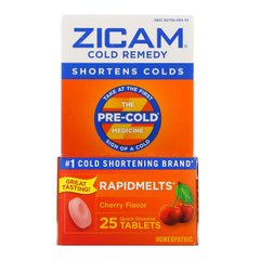 Ліки при перших симптомах застуди, вишня, Cold Remedy, RapidMelts, Cherry, Zicam, 25 таблеток швидкого розчинення