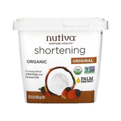 Organic Shortening, оригинальная смесь красного пальмового и кокосового масел, Nutiva, 15 унций (425 г) купить в Киеве и Украине
