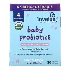 Детские пробиотики от 6 до 12 месяцев LoveBug Probiotics (Baby Probiotics 6-12 Months 4 Billion CFU) 4 миллиарда КОЕ 30 пакетиков купить в Киеве и Украине