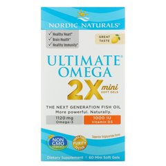 Рыбий жир мини с витамином D Nordic Naturals (Ultimate Omega 2X mini) 1120 мг/1000 МЕ 60 капсул со вкусом лимона купить в Киеве и Украине