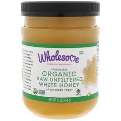 Органический, сырой нефильтрованный белый мед-спред, Wholesome Sweeteners, Inc., 454 г купить в Киеве и Украине