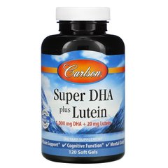 ДГК і лютеїн Carlson Labs (Super DHA + Lutein) 1000 мг / 20 мг 120 капсул