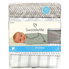 Summer Infant, SwaddleMe, оригінальна пелюшка, маленька/середня, 0–3 місяців, сіра, 5 шт. в упаковці