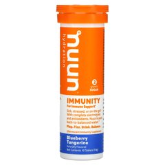 Nuun, Hydration, Immunity, шипуча добавка для імунітету, чорничний мандарин, 10 таблеток