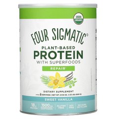 Протеїн на рослинній основі з суперпродуктом, солодка ваніль, Plant-Based Protein with Superfoods, Sweet Vanilla, Four Sigmatic, 600 г