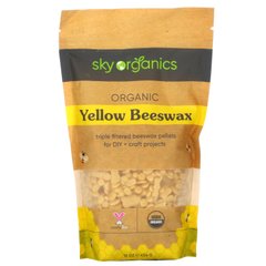 Органічні жовті гранули бджолиного воску, Organic, Yellow Beeswax Pellets, Sky Organics, 453