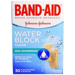 Липкий пластырь, Water Block, прозрачный, Band Aid, 30 размеров в ассортименте купить в Киеве и Украине
