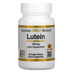 Лютеин с зеаксантином California Gold Nutrition (Lutein/Zeaxanthin) 20 мг 60 растительных мягких таблеток купить в Киеве и Украине
