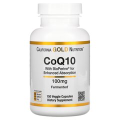 Коэнзим Q10 с биоперином California Gold Nutrition (CoQ10 with BioPerine) 100 мг 150 вегетарианских капсул купить в Киеве и Украине