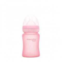 Скляна дитяча пляшечка з силіконовим захистом, рожевий, 150 мл, Everyday Baby, 1 шт