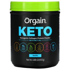 Orgain, Кето, протеїновий порошок кетогенного колагену з олією MCT, ваніль, 0,88 фунта (400 г)