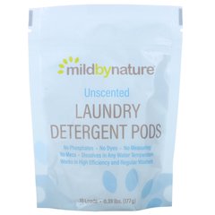 Миючі засоби для прання, без запаху, Laundry Detergent Pods, Unscented, Mild By Nature, 10 вантажів, 0,39 фунтів (177 г)