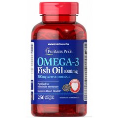 Рыбий жир Омега-3 Puritan's Pride (Omega-3 Fish Oil) 1000 мг 250 капсул купить в Киеве и Украине