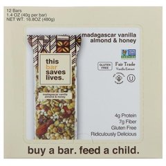 Мадагаскарська ваніль, мигдаль і мед, This Bar Saves Lives, LLC, 12 батончиків, 1,4 унц (40 г) кожен