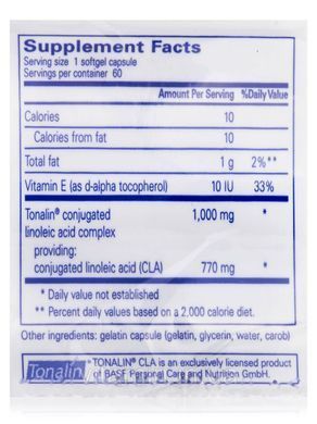 КЛК (кон'югована лінолева кислота) Pure Encapsulations CLA (Conjugated Linoleic Acid) 1000 мг 60 капсул
