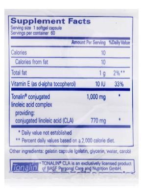 КЛК (кон'югована лінолева кислота) Pure Encapsulations CLA (Conjugated Linoleic Acid) 1000 мг 60 капсул
