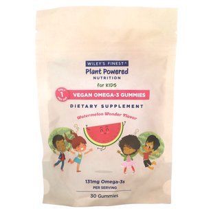 Wiley's Finest, Plant Powered Nutrition, Vegan Omega-3 Gummies, For Kids, Watermelon Wonder, 131 mg, 30 Gummies купить в Киеве и Украине