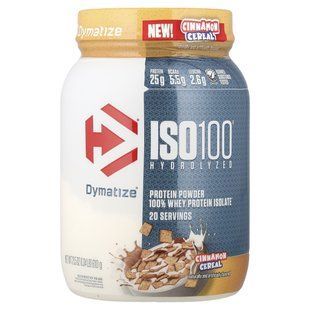 Dymatize, ISO100&reg; Hydrolyzed, 100% Whey Protein Isolate, Cinnamon Cereal, 1.34 lb (610 g)