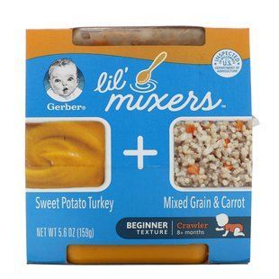 Lil 'Mixers, 8+ месяцев, сладкий картофель индейка со смешанным зерном и морковью, Lil' Mixers, 8+ months, Sweet Potato Turkey With Mixed Grain & Carrot, Gerber, 159 г купить в Киеве и Украине