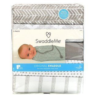 Summer Infant, SwaddleMe, оригинальная пеленка, маленькая / средняя, ​​0&ndash;3 месяцев, серая, 5 шт. в упаковке купить в Киеве и Украине