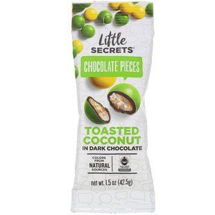 Pieces of dark chocolate, toasted coconut