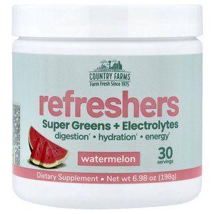 Суперзелень з електролітами Country Farms (Refreshers Super Greens & Electrolytes) 198 г кавун