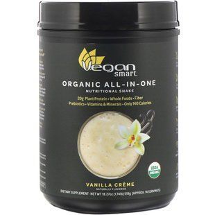 Органічний живильний коктейль &laquo;все в одному&raquo; VeganSmart (Organic All-In-One) 535 г французька ваніль