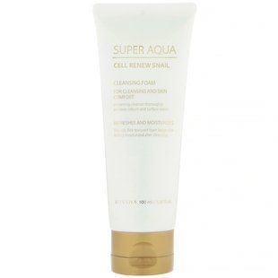Cleansing Foam, Super Aqua, Cell Renew Snail, Cleansing Foam, Missha, 3.38 fluid ounces (100 ml)