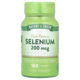 Nature's Truth, Высокоэффективный селен, 200 мкг, 100 таблеток купить в Киеве и Украине