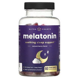 NutraChamps, Melatonin, Natural Berry, 60 Vegan Gummies купить в Киеве и Украине