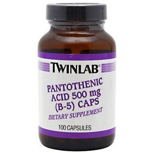 Пантотеновая кислота, витамин В5 Twinlab (Pantothenic acid, B5) 500 мг 100 капсул купить в Киеве и Украине