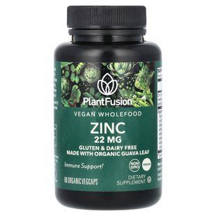 PlantFusion, Vegan Wholefood, Zinc, 22 mg, 60 Organic Vegcaps купить в Киеве и Украине