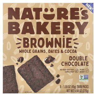 Nature's Bakery, Brownie, Double Chocolate, 6 Twin Packs, 1.59 oz (45 g) Each купить в Киеве и Украине