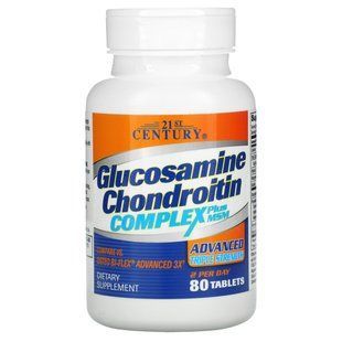 Комплекс глюкозамина и хондроитина с метилсульфонилметаном 21st Century (Glucosamine Chondroitin Complex) 80 таблеток купить в Киеве и Украине
