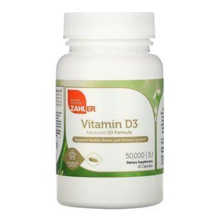 Витамин D3, Vitamin D3, Zahler, 50000 МЕ, 10 капсул купить в Киеве и Украине