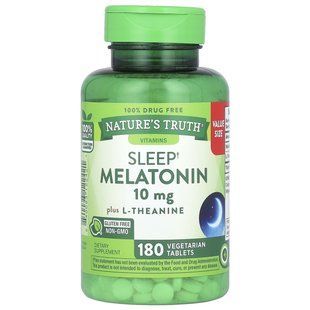 Nature's Truth, Sleep Melatonin Plus L-Theanine, 10 mg, 180 Vegetarian Tablets купить в Киеве и Украине