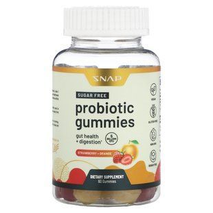 Snap Supplements, Probiotic Gummies, Sugar Free, Strawberry + Orange, 5 Billion CFU, 60 Gummies купить в Киеве и Украине
