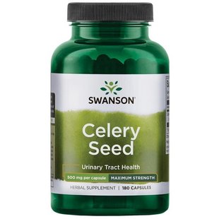 Сельдерей Семя - максимальная прочность, Celery Seed - Maximum Strength, Swanson, 500 мг, 180 капсул купить в Киеве и Украине