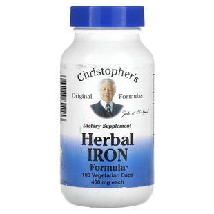 Christopher's Original Formulas, рослинний комплекс із залізом, 460 мг, 100 вегетаріанських капсул