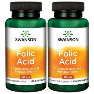 Фолиевая кислота, Folic Acid, Swanson, 800 мкг, 500 капсул купить в Киеве и Украине