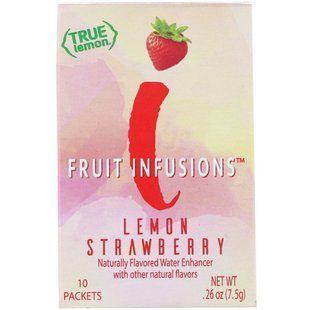 Настоящий лимон, фруктовый настой, лимонная клубника, True Lemon, Fruit Infusion, Lemon Strawberry, True Citrus, 10 пакетов, 0,26 унции (7,5 г) купить в Киеве и Украине