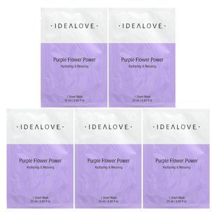 Idealove, Purple Flower Power, Hydrating & Relaxing, 5 Beauty Sheet Masks, 0.85 fl oz (25 ml) Each купить в Киеве и Украине
