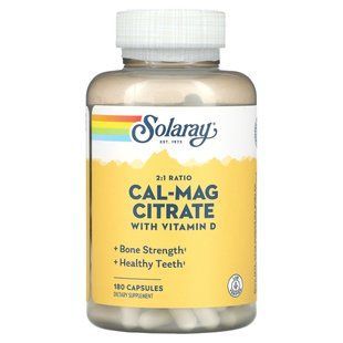 Цитрат кальцію і магнію з вітаміном D3 Solaray (Cal-Mag Citrate with Vitamin D3) 180 капсул