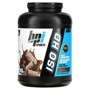 ISO HD 100% pure whey protein isolate, chocolate brownie, BPI Sports, 2.2 kg.